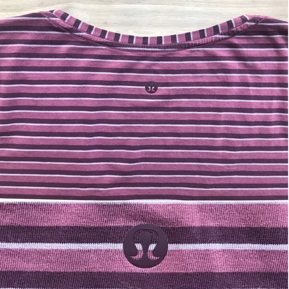 Lululemon V Neck Love Tee Striped Plum - Picture 9 of 12